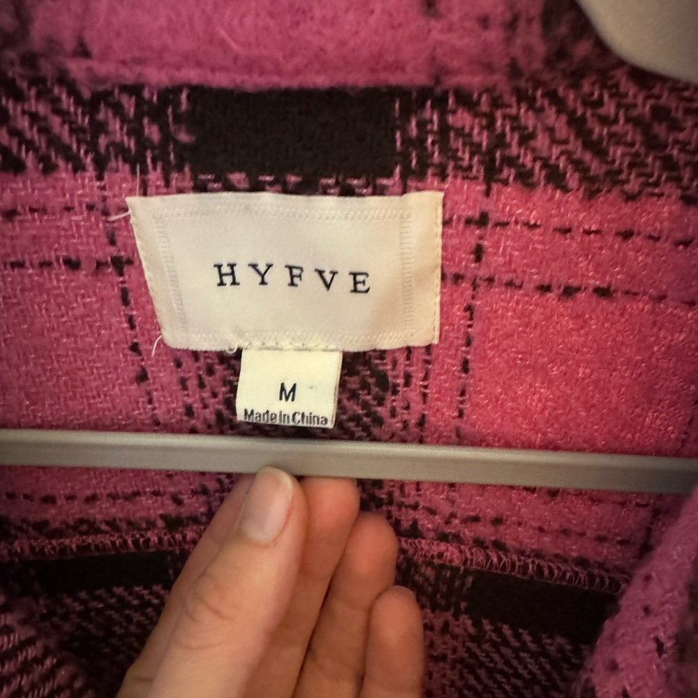 Pink and brown plaid button down jacket - Picture 3 of 4